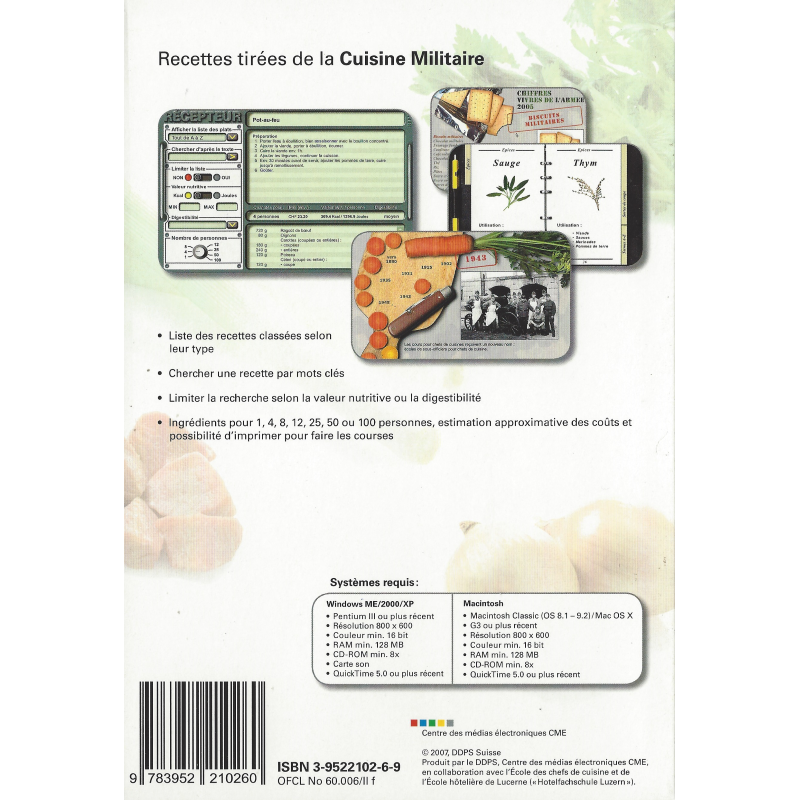 Recettes tirées de la Cuisine Militaire - CD-ROM