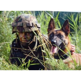 Carte postale : Conducteur de chien avec chien de service