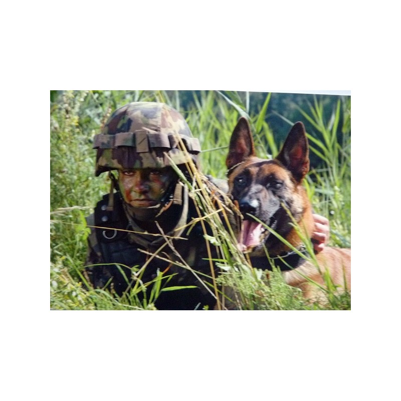 Postkarte: Hundeführer mit Schutzhund
