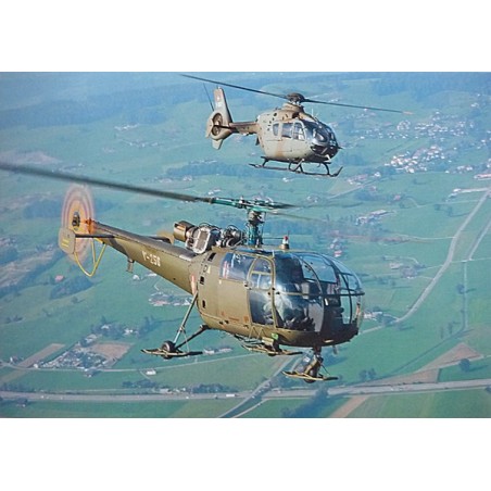 Postkarte: Alouette 3 und Eurocopter EC635