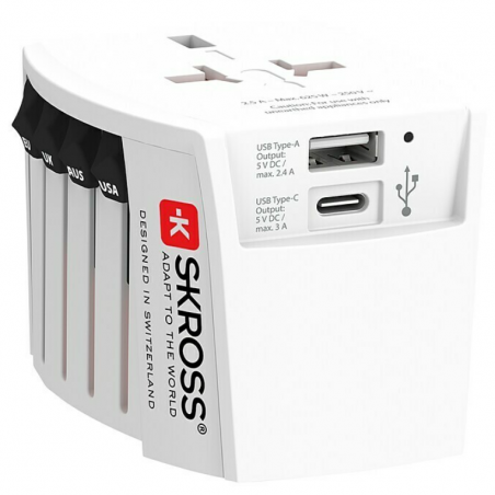Skross - 2-Poliger Weltreiseadapter MUV USB (AC) Skross - 2-Poliger Weltreiseadapter MUV USB (AC)