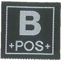 Badge en velcro - Groupe sanguin - B POS - noir