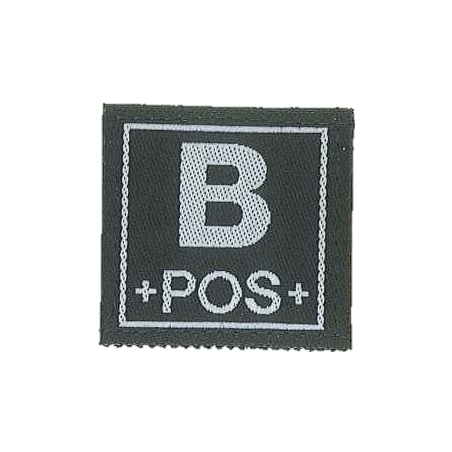 Badge en velcro - Groupe sanguin - B POS - noir