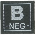 Klettabzeichen - Blutgruppe - B NEG - schwarz