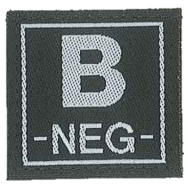 Badge en velcro - Groupe sanguin - B NEG - noir