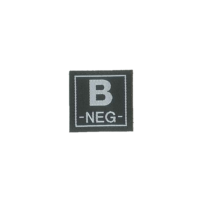 Badge en velcro - Groupe sanguin - B NEG - noir