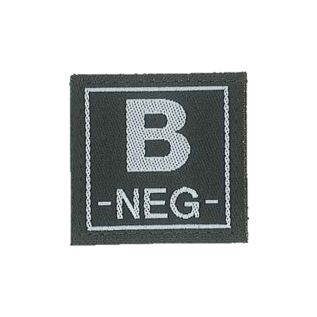 Klettabzeichen - Blutgruppe - B NEG - schwarz