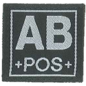 Badge en velcro - Groupe sanguin - AB POS - noir