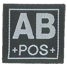 Klettabzeichen - Blutgruppe - AB POS - schwarz