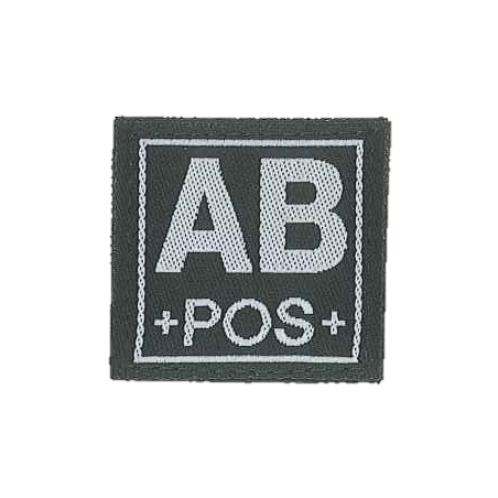 Badge en velcro - Groupe sanguin - AB POS - noir