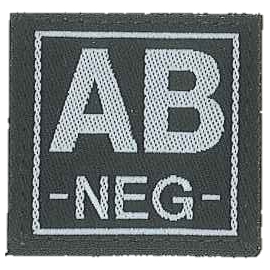 Klettabzeichen - Blutgruppe - AB NEG - schwarz