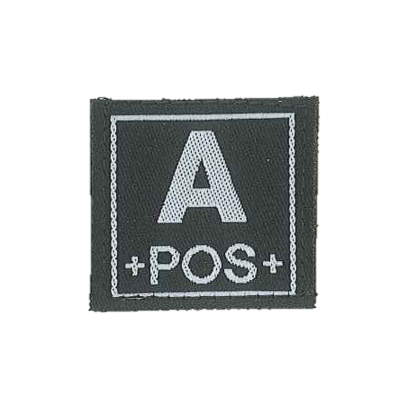 Badge en velcro - Groupe sanguin - A POS - noir