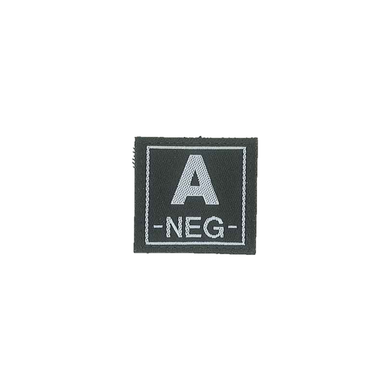 Badge en velcro - Groupe sanguin - A NEG - noir