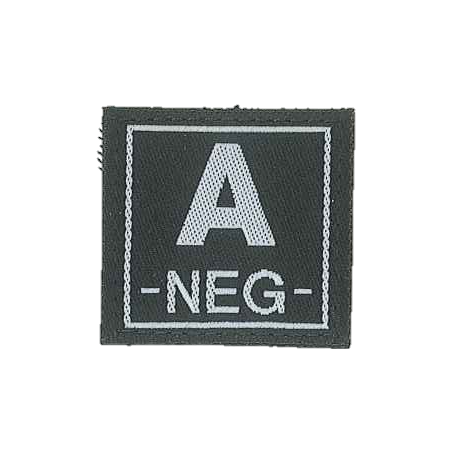 Badge en velcro - Groupe sanguin - A NEG - noir