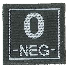 Klettabzeichen - Blutgruppe - 0 NEG - schwarz