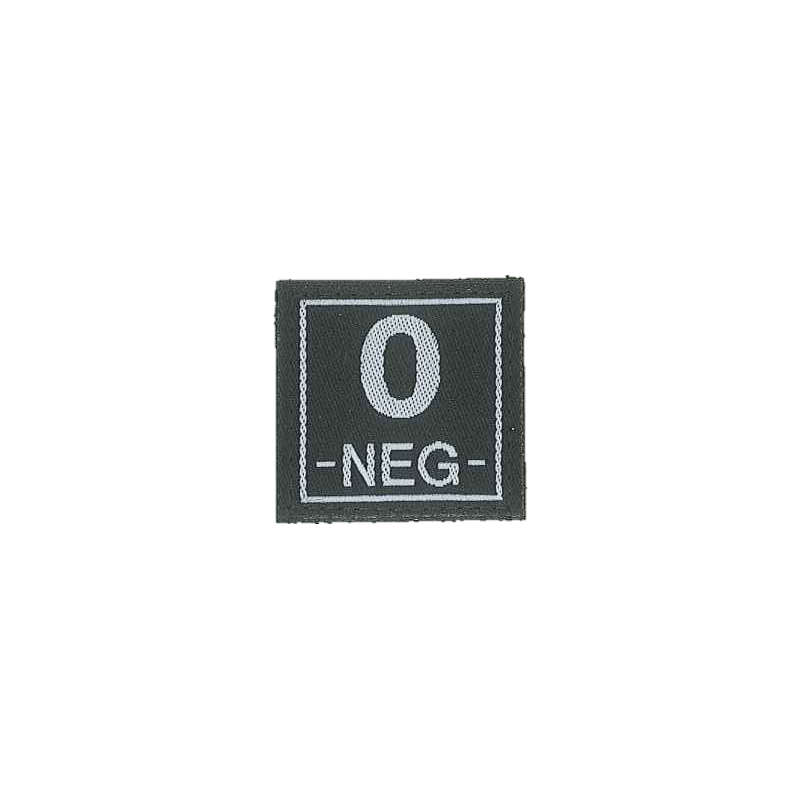 Badge en velcro - Groupe sanguin - 0 NEG - noir