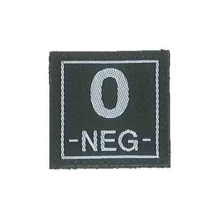 Badge en velcro - Groupe sanguin - 0 NEG - noir