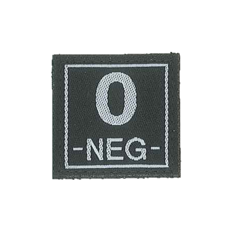 Klettabzeichen - Blutgruppe - 0 NEG - schwarz