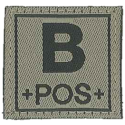 Badge en velcro - Groupe sanguin - B POS - olive