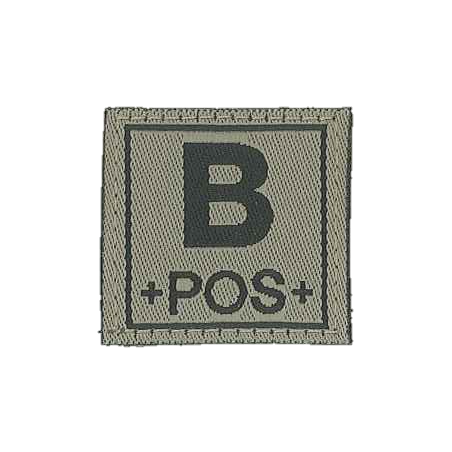 Badge en velcro - Groupe sanguin - B POS - olive