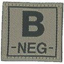 Klettabzeichen - Blutgruppe - B NEG - oliv