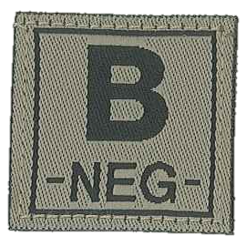 Badge en velcro - Groupe sanguin - B NEG - olive