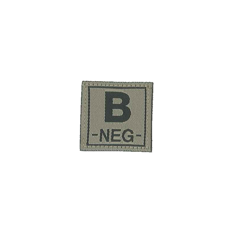 Badge en velcro - Groupe sanguin - B NEG - olive