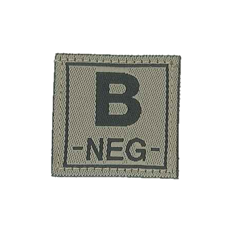 Badge en velcro - Groupe sanguin - B NEG - olive