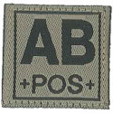 Badge en velcro - Groupe sanguin - AB POS - olive