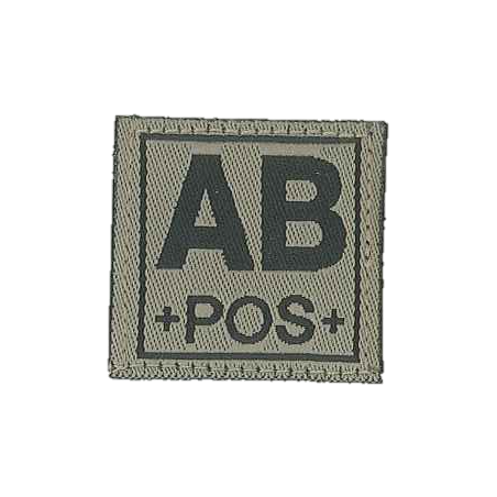 Badge en velcro - Groupe sanguin - AB POS - olive