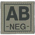 Badge en velcro - Groupe sanguin - AB NEG - olive
