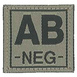 Badge en velcro - Groupe sanguin - AB NEG - olive