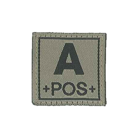 Badge en velcro - Groupe sanguin - A POS - olive