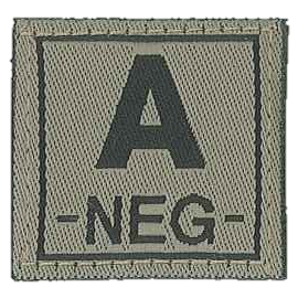 Badge en velcro - Groupe sanguin - A NEG - olive