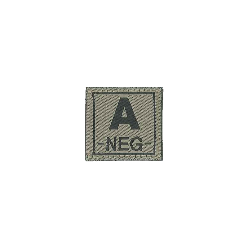 Badge en velcro - Groupe sanguin - A NEG - olive