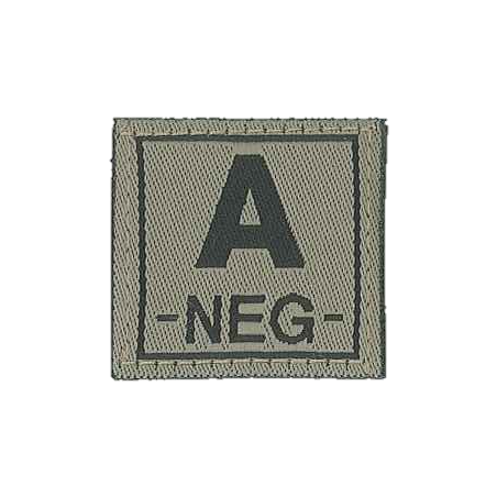 Badge en velcro - Groupe sanguin - A NEG - olive
