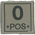 Badge en velcro - Groupe sanguin - 0 POS - olive