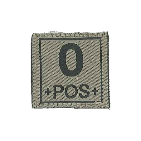 Badge en velcro - Groupe sanguin - 0 POS - olive