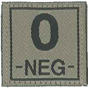 Klettabzeichen - Blutgruppe - 0 NEG - oliv