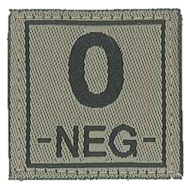 Badge en velcro - Groupe sanguin - 0 NEG - olive