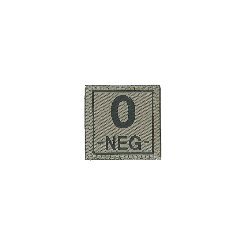 Badge en velcro - Groupe sanguin - 0 NEG - olive