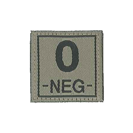 Badge en velcro - Groupe sanguin - 0 NEG - olive
