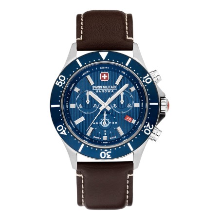 Swiss Military Hanowa - Flagship X Chrono - bleu avec bracelet en cuir