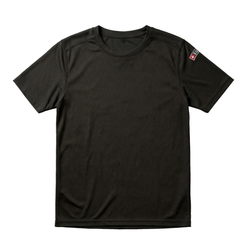 T-Shirt 1/4 - Army "SUISSE" - Unisex - schwarz