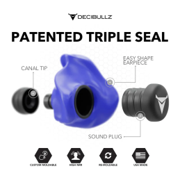 Decibullz - bouchons d'oreille moulables sur mesure - bleu