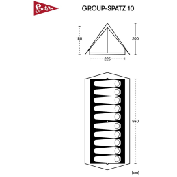 Spatz - Tente à pignon pour groupe de 10 personnes (optimisée)