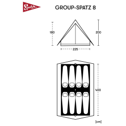 Spatz - Tente à pignon pour groupe de 8 personnes (optimisée)